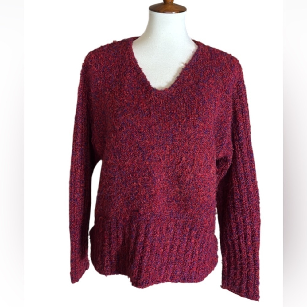 Vintage Alps wool blend fuzzy marled knit sweater Size Large Made in USA